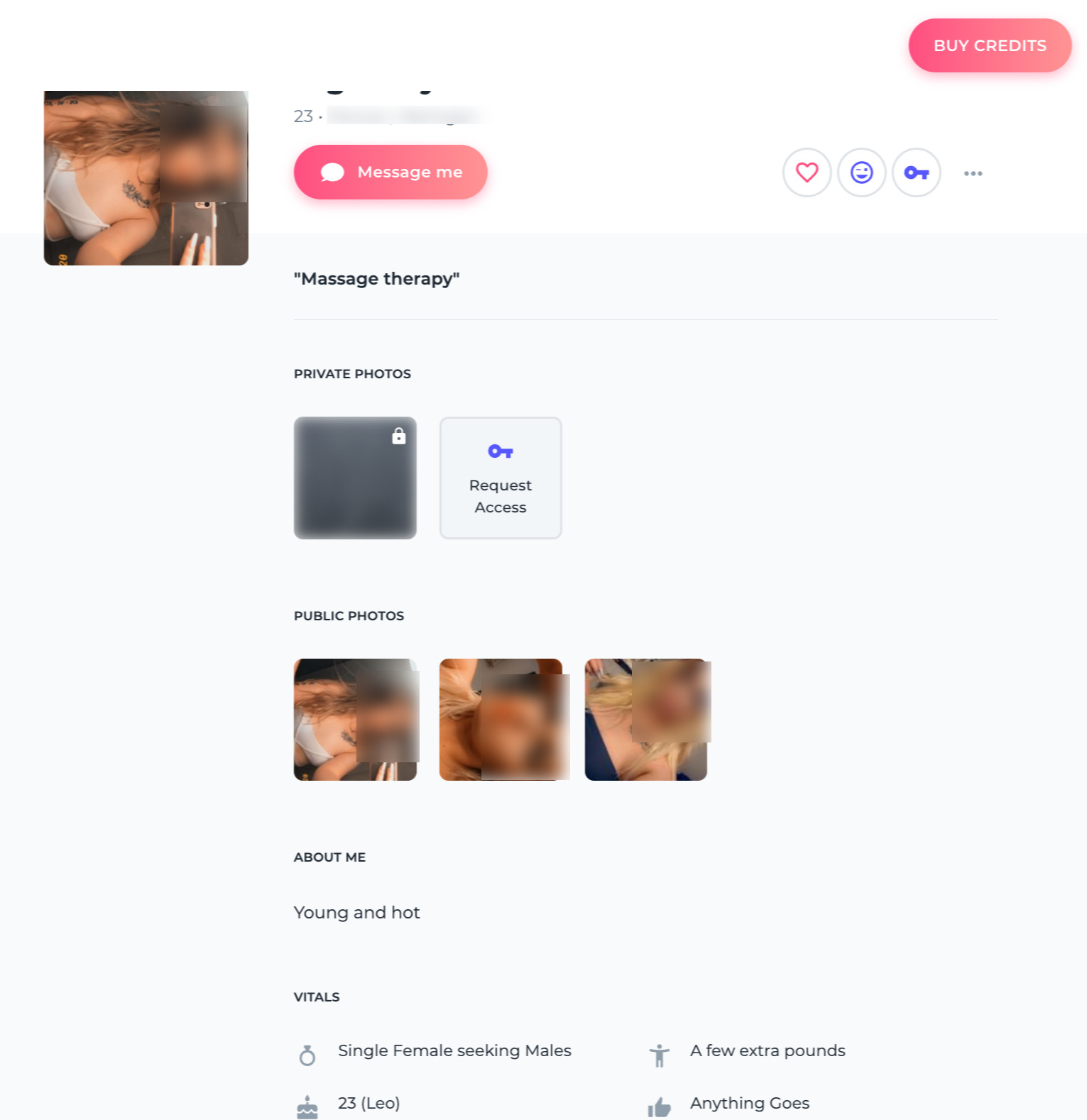Ashley Madison profile page