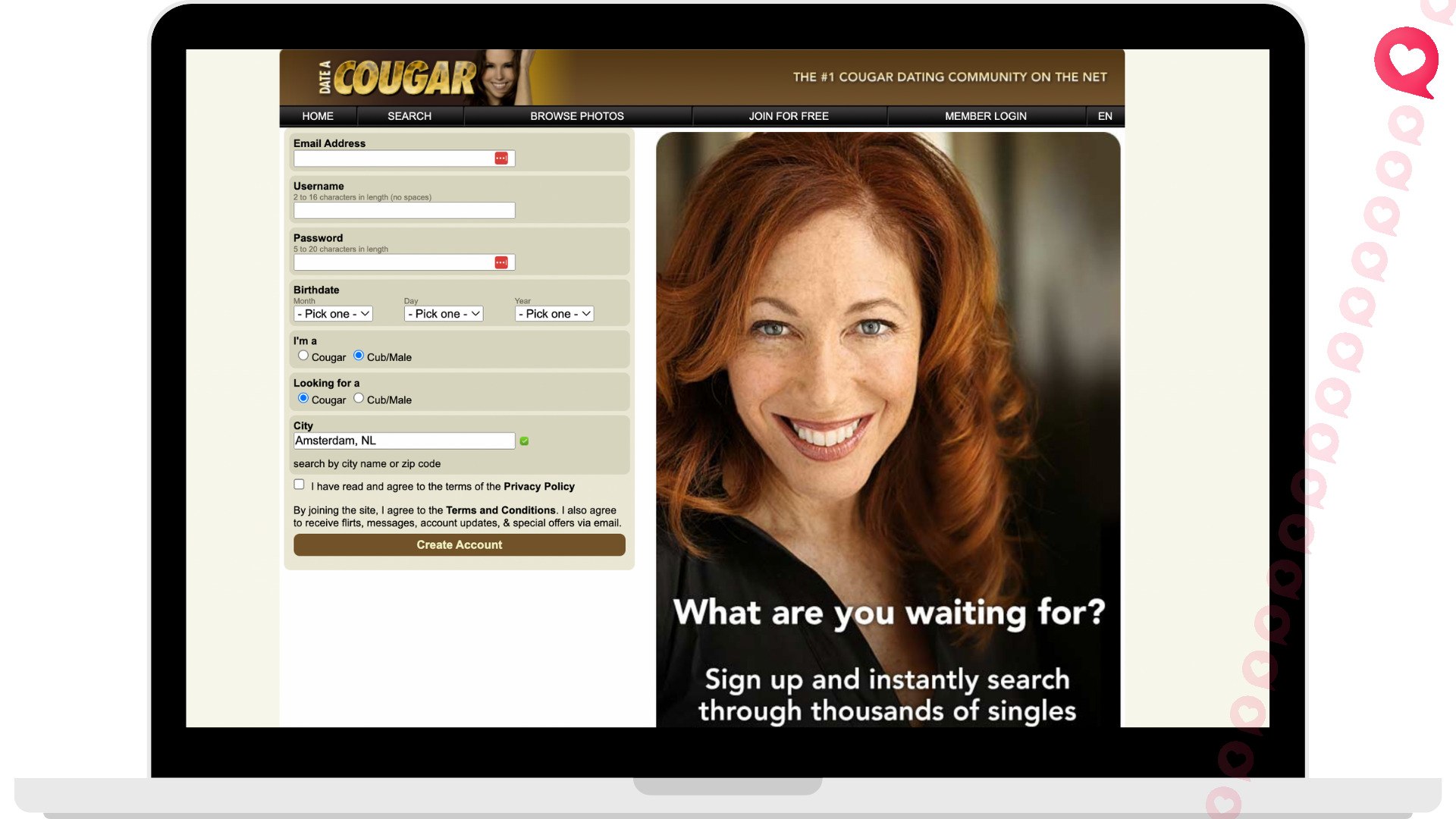 DateACougar sugar momma website