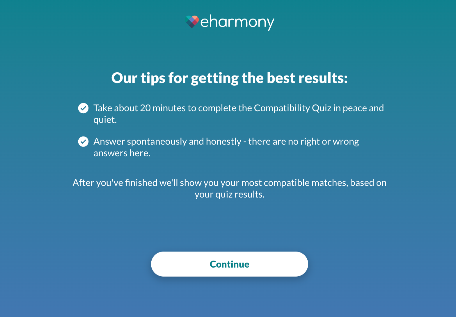 sing up on eHarmony