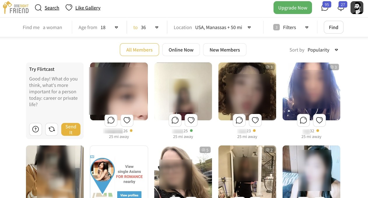 OneNightFriend profiles