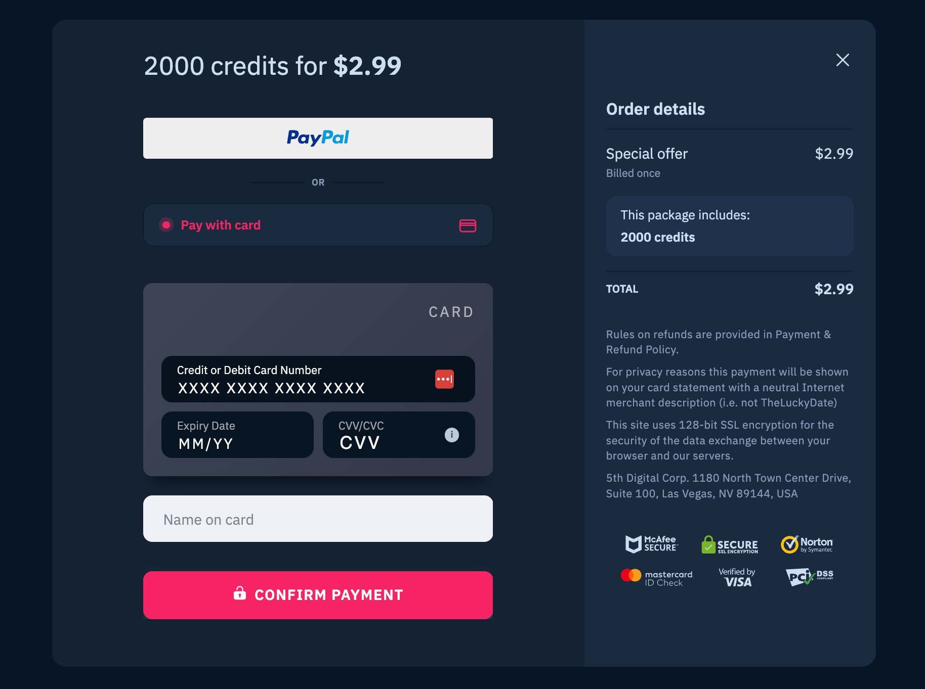 Pricing on theLuckyDate dating site