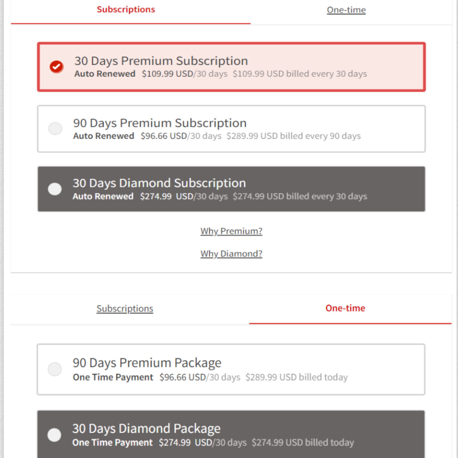 seeking.com pricing