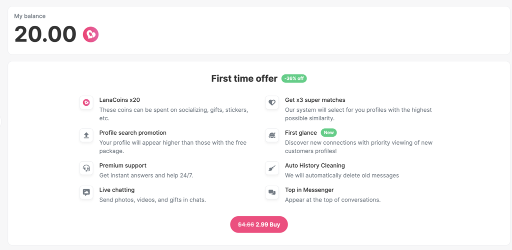 LanaDate pricing