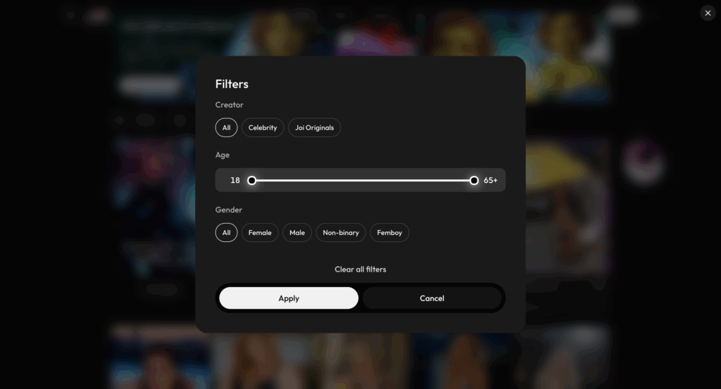filters on JOI AI